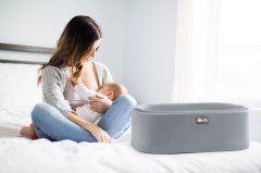 Anne Yanı Beşik Hier Bebek Ahşap Beyaz Stand Gri Sepet