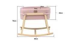Anne Yanı Beşik Hier Bebek Ahşap Natürel Stand Pembe Sepet