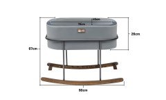 Anne Yanı Beşik Hier Bebek Siyah Metal Stand Gri Sepet