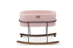 Anne Yanı Beşik Hier Bebek Siyah Metal Stand Pembe Sepet