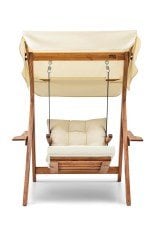Hier Swing Bir Kişilik Ahşap Salıncak Dış Mekan Bahçe Balkon Ve Teras Salıncağı Krem