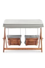 Hier Swing İkiz Kule İki Kişilik Ahşap Dış Mekan Bahçe Balkon Ve Teras Salıncağı Gri