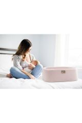 Anne Yanı Beşik Bebek Ahşap Meşe Stand Pembe Sepet