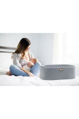 Anne Yanı Beşik Bebek Gold Metal Stand Gri Sepet